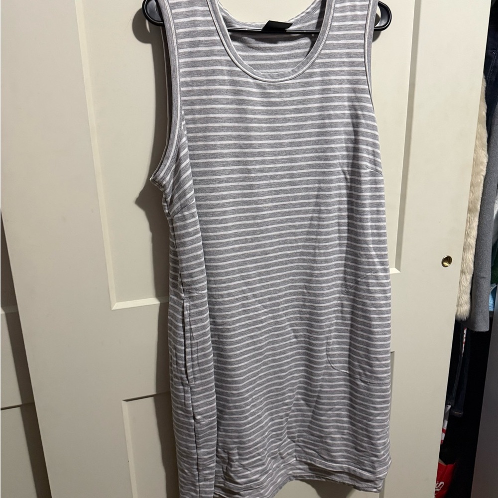 32 Degrees Gray Striped Midi Dress